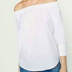 Zara Off-The Shoulder White Cotton Top